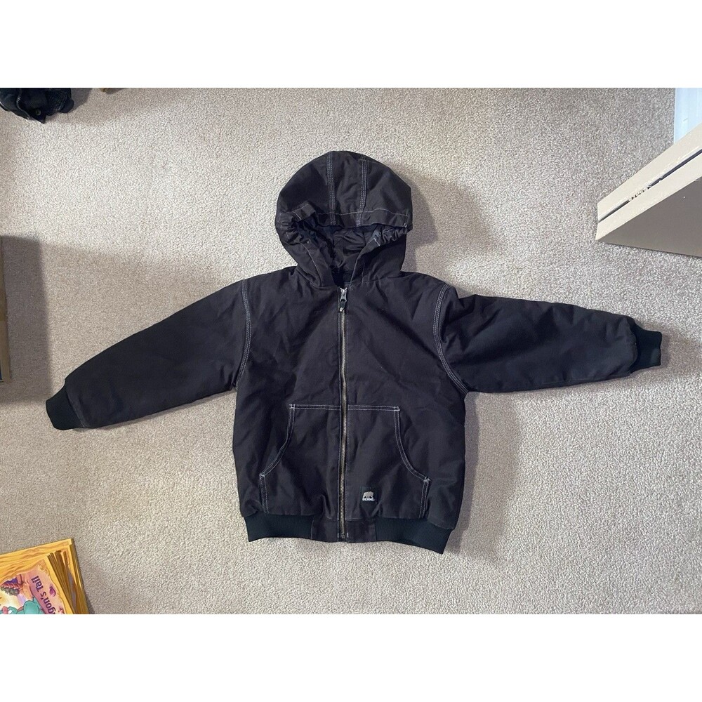 Berne Workwear Youth Medium 10/12 Black Hooded Duck Canvas Jacket